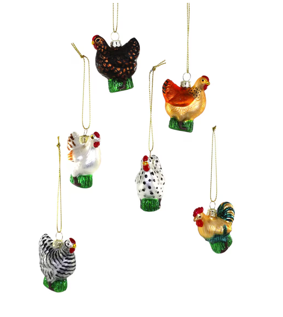 Farmstead Box of Chickens Ornaments - Set of 6