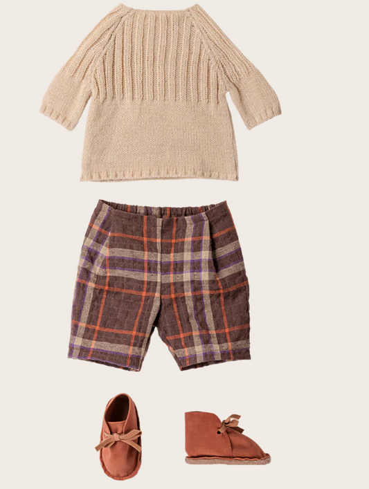 Maileg - Pants and Knitted Sweater, Size 4 - Off White -  PREORDER FW26