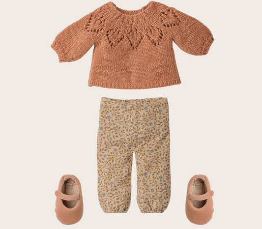Maileg - Pants and Knitted Sweater, Size 3 - Vintage Powder -  PREORDER FW26