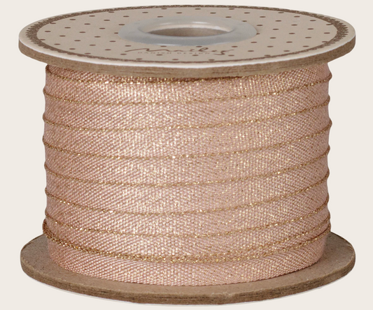 Maileg - Ribbon, W: 6mm x L: 25m - Light Rose/Gold PREORDER FW26