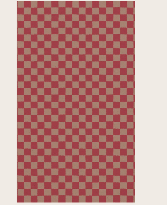 Maileg - Gift Wrap, 10m - Checker - Powder/Red - PREORDER FW26
