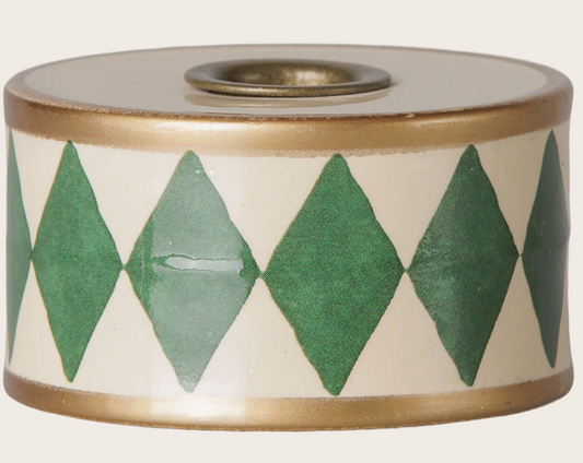 Maileg - Candle Holder, Drum - Green/Off White- PREORDER FW26