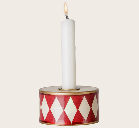 Maileg - Candle Holder, Drum -Off White/Red - PREORDER FW26