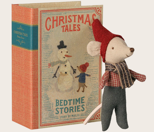 Maileg -  Christmas Mouse, Baby in Book - PREORDER FW26