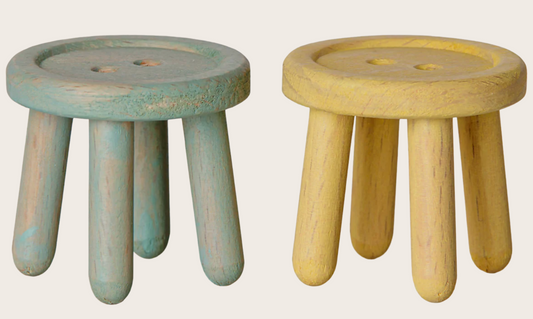 Maileg - Stool Set, Mouse - Mint/Light Yellow