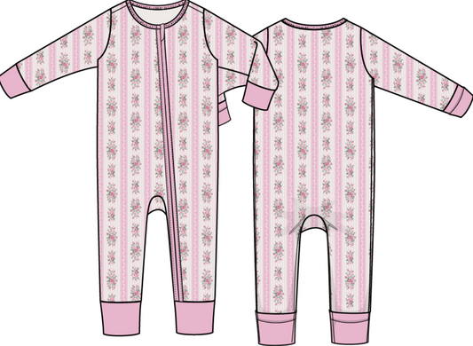 Convertible Romper - Bella Rose Stripe