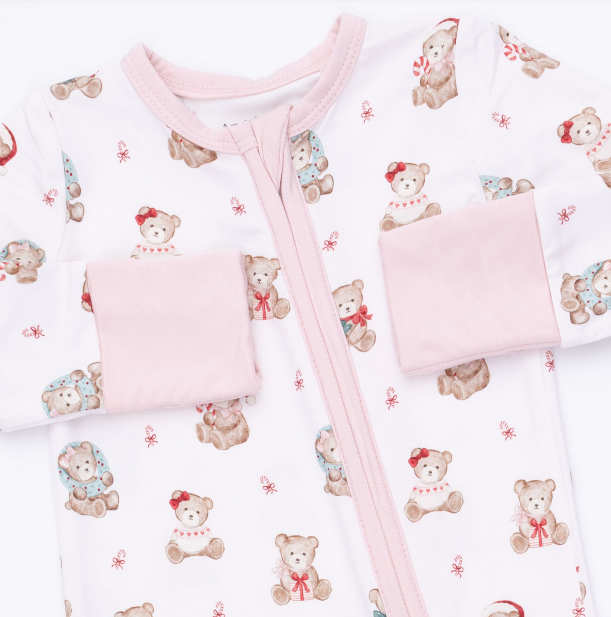 Convertible Romper - Christmas Teddy Bears - Pink