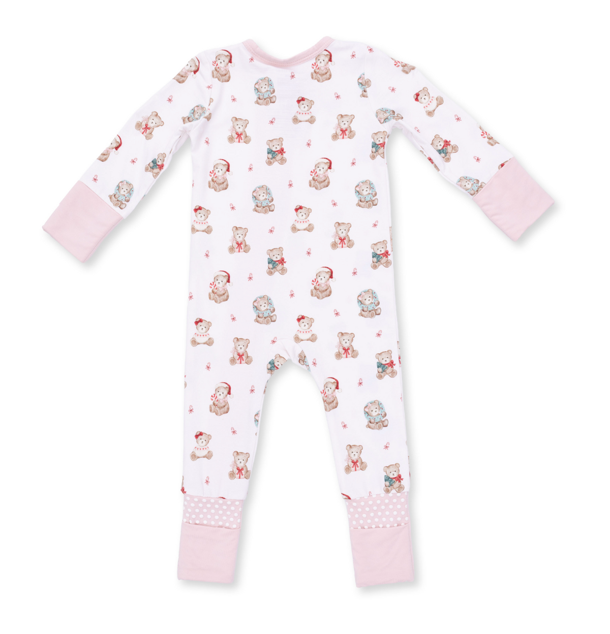 Convertible Romper - Christmas Teddy Bears - Pink