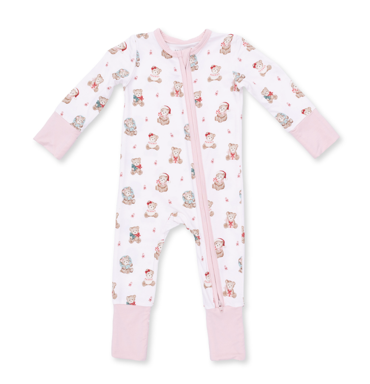 Convertible Romper - Christmas Teddy Bears - Pink