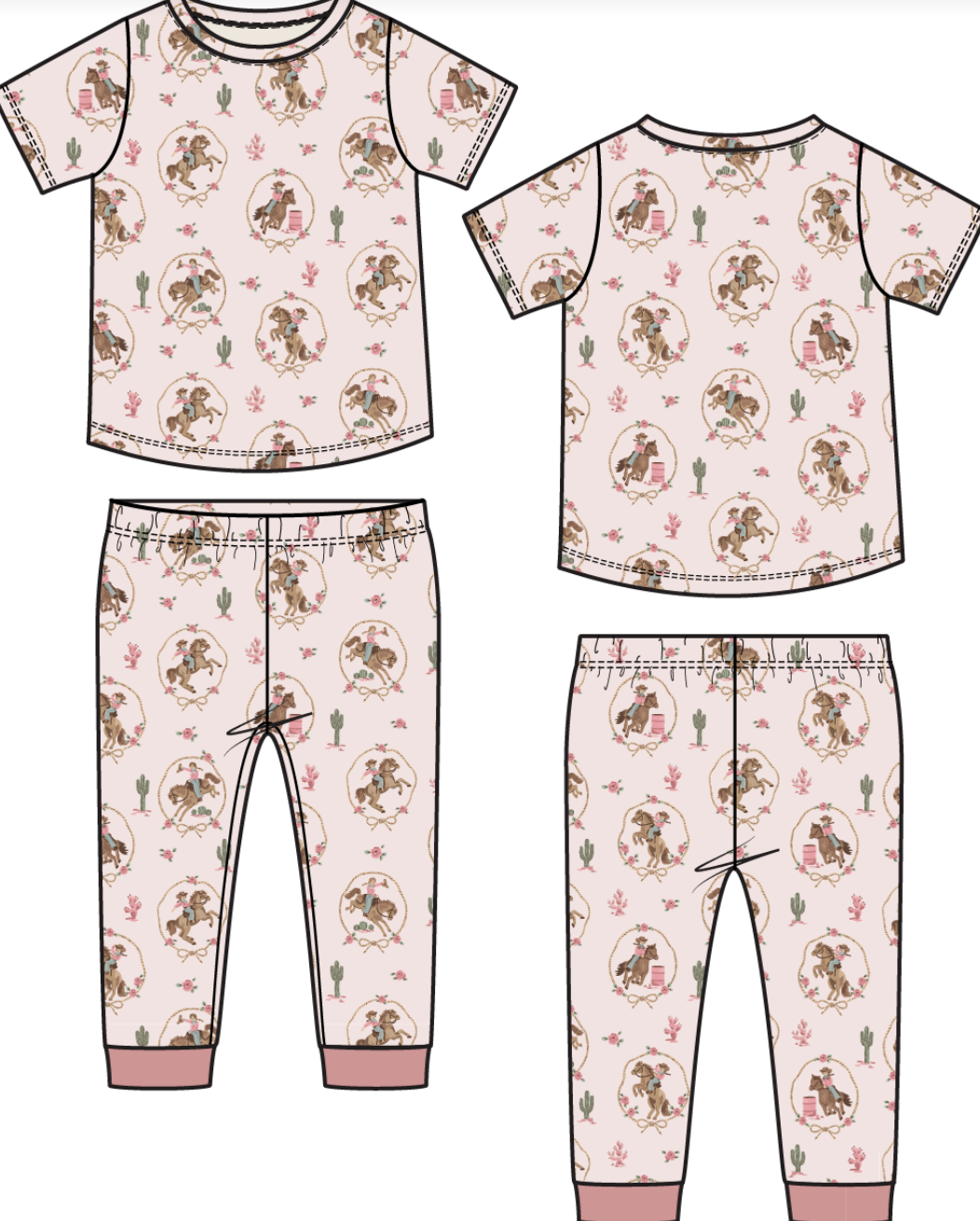Short Sleeve Loungewear Set - Cowgirl Cameo