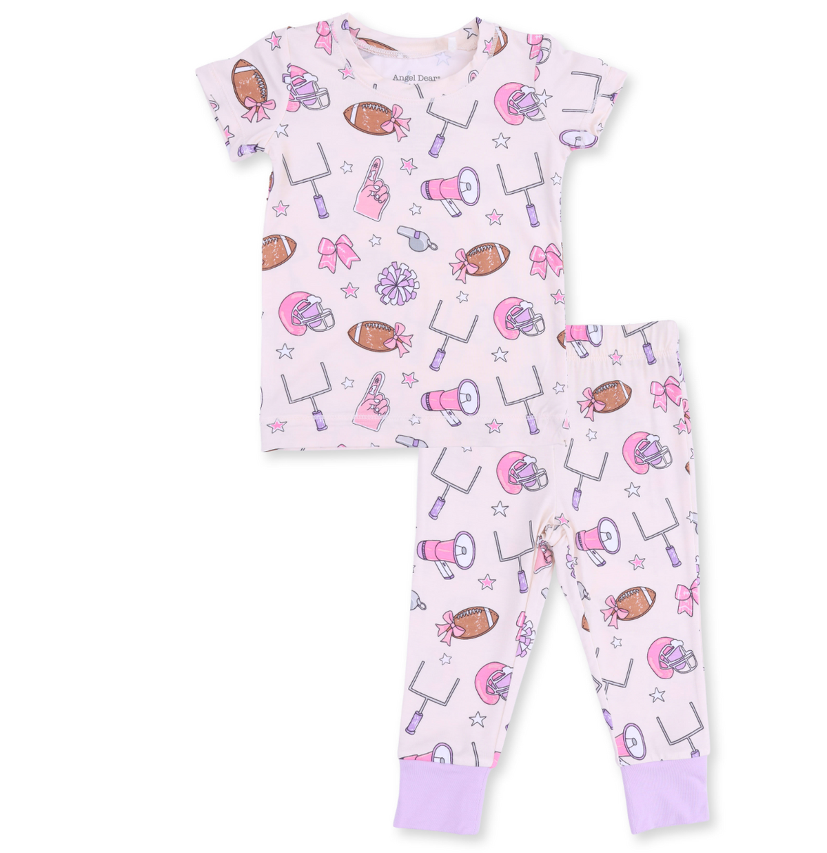 Short Sleeve Loungewear Set - Football Cheer