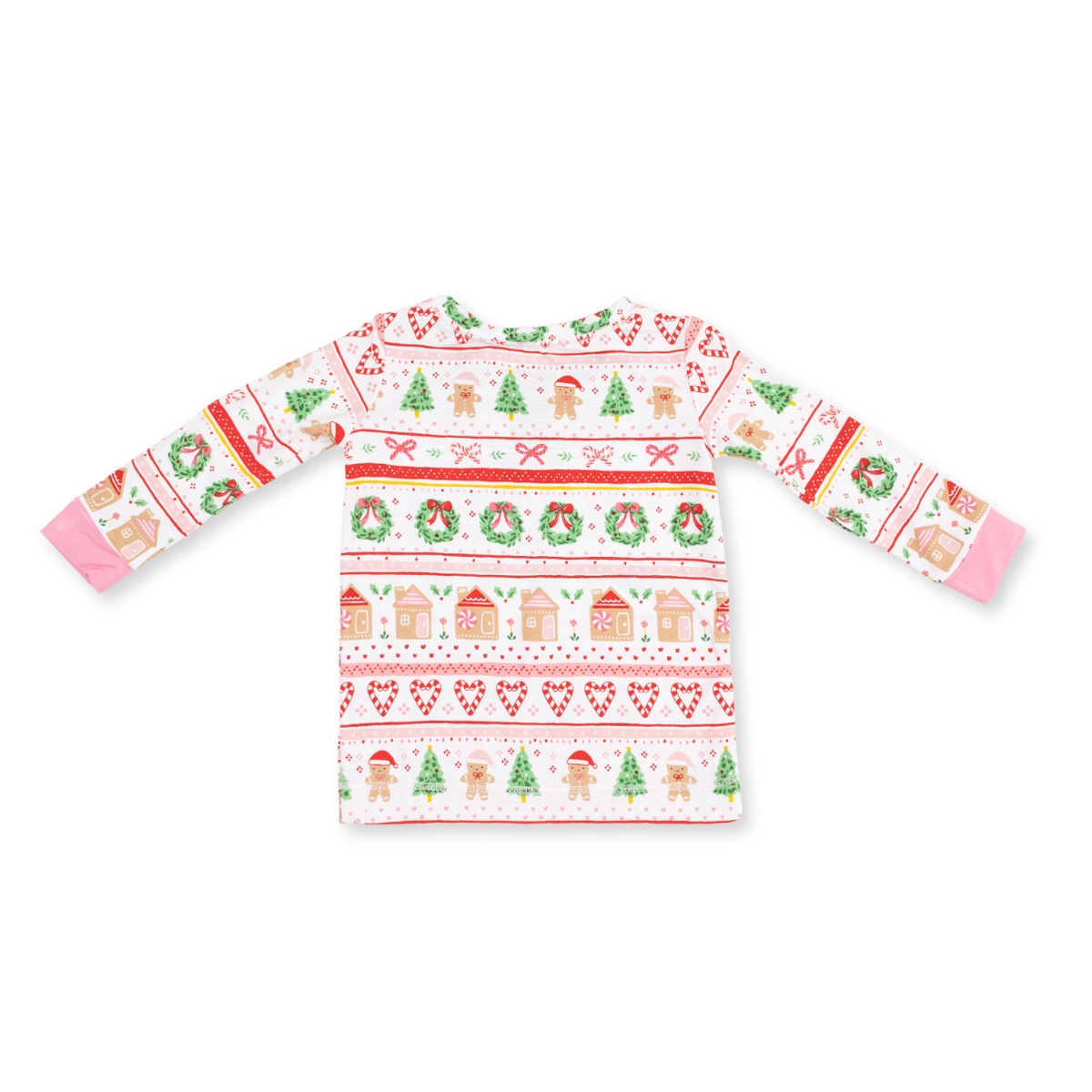 Long Sleeve Loungewear Set - Gingerbread Fair Isle - Pink