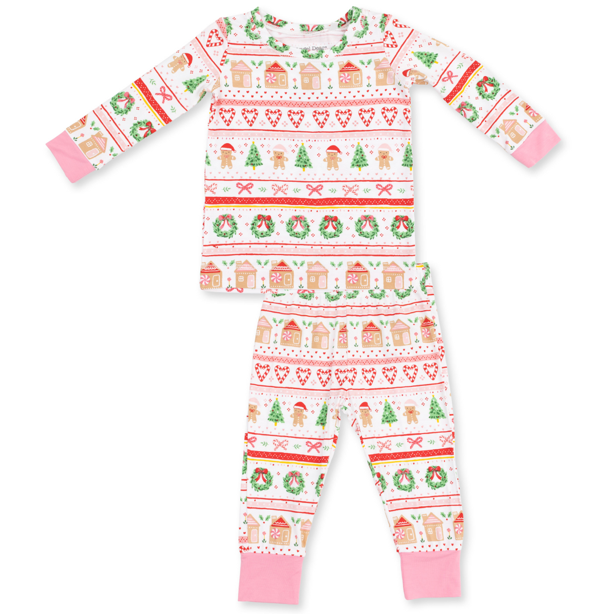 Long Sleeve Loungewear Set - Gingerbread Fair Isle - Pink