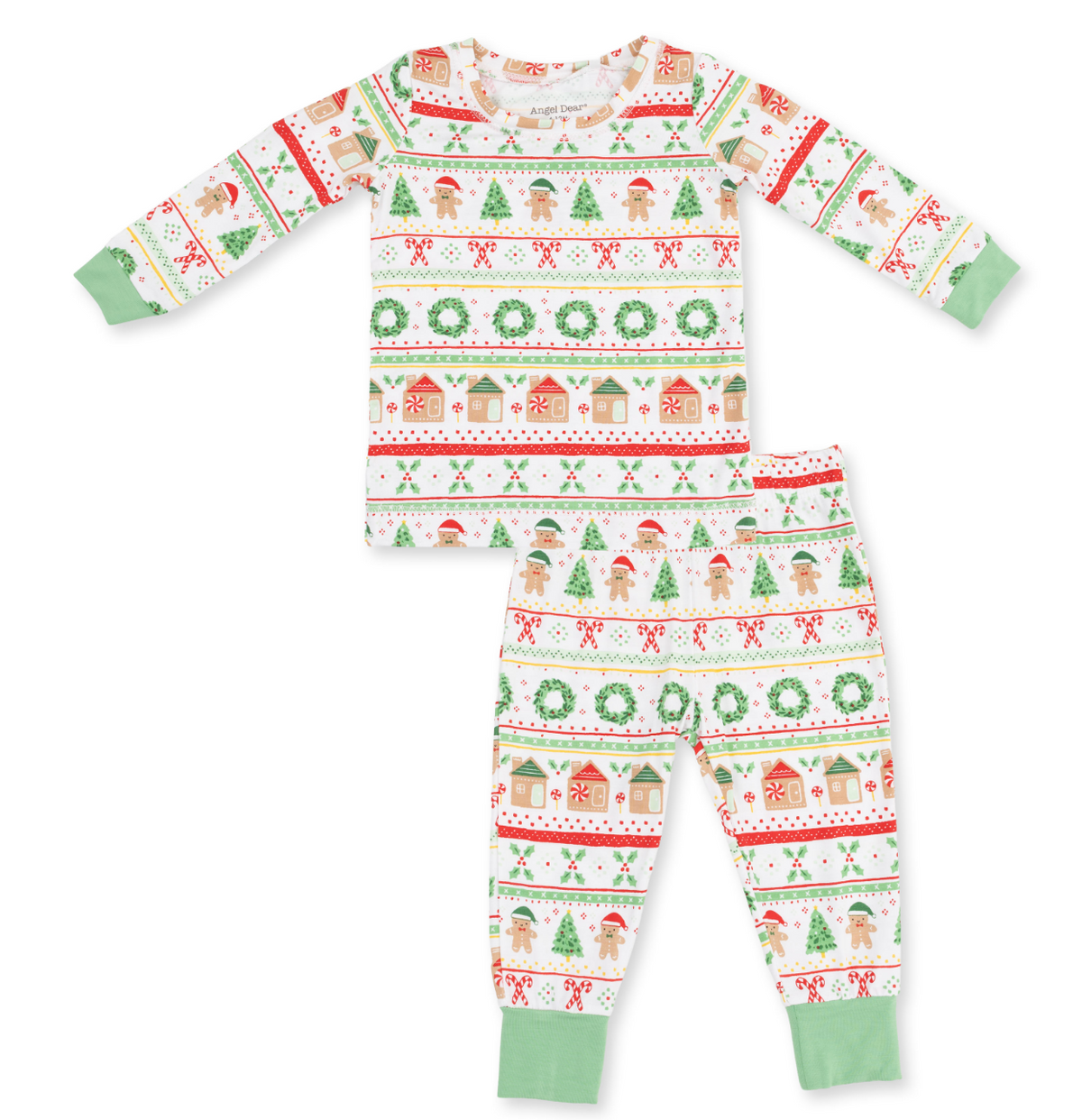 Long Sleeve Loungewear Set - Gingerbread Fair Isle - Green