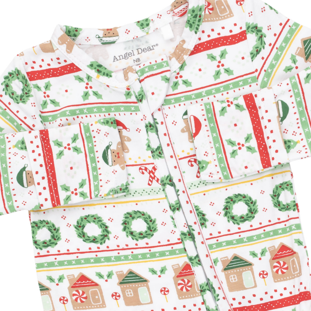 2 Way Zipper Footie - Gingerbread Fair Isle - Green