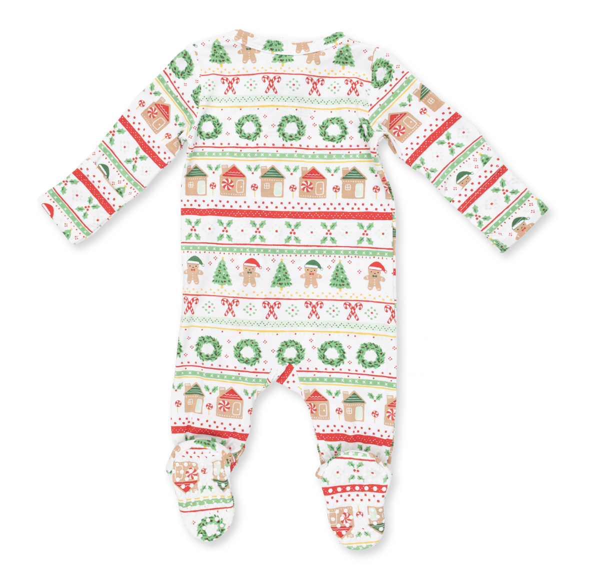 2 Way Zipper Footie - Gingerbread Fair Isle - Green