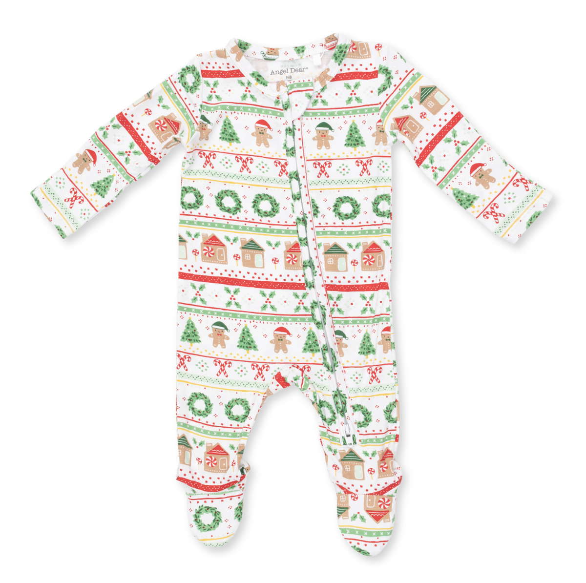 2 Way Zipper Footie - Gingerbread Fair Isle - Green