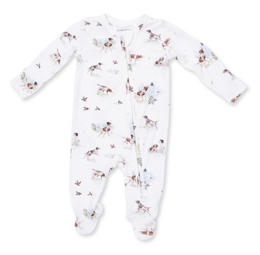 2 Way Zipper Footie - Pointer Pups & Duck Buddies