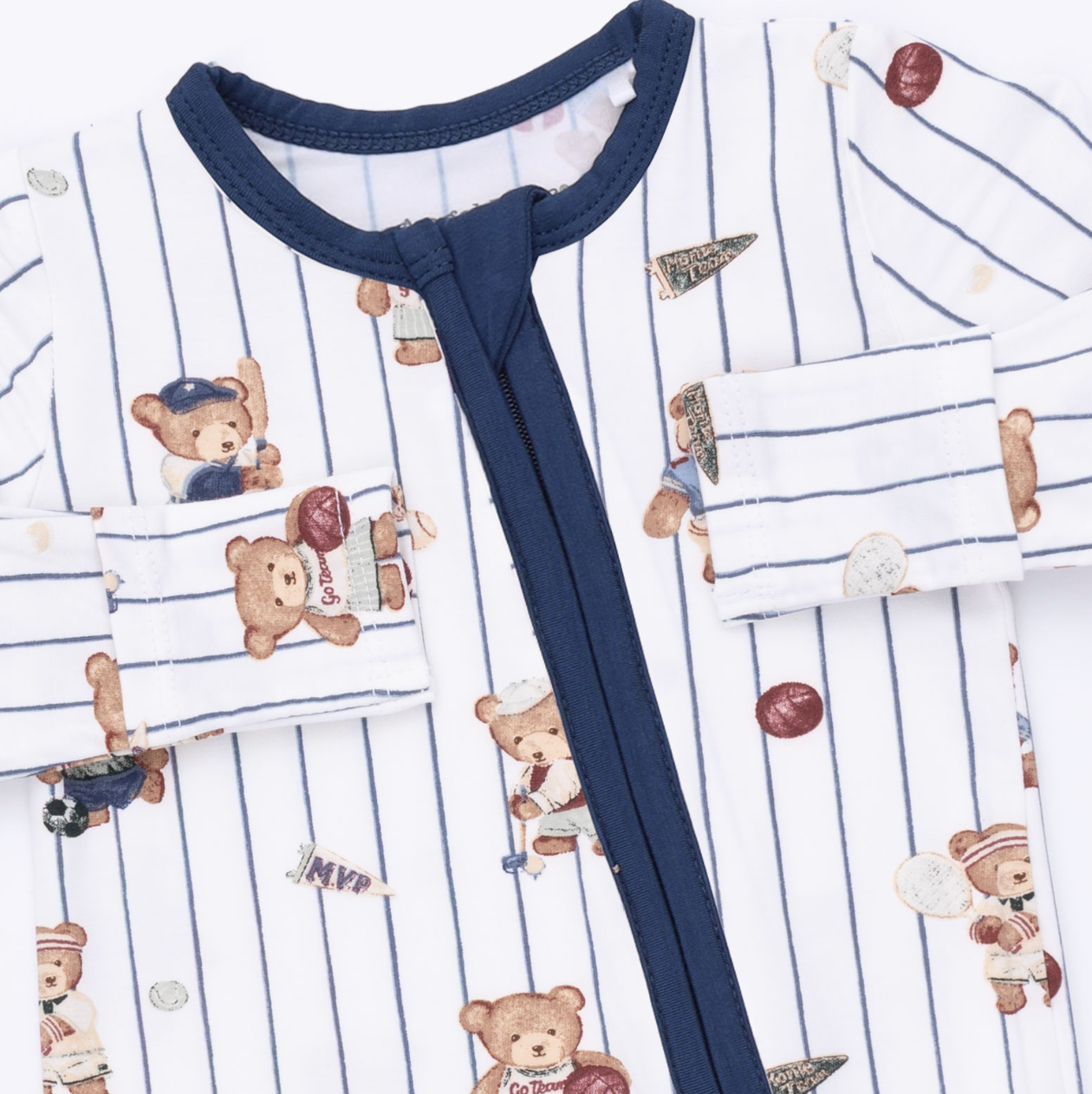 2 Way Zipper Footie - Mixed Sports Bears