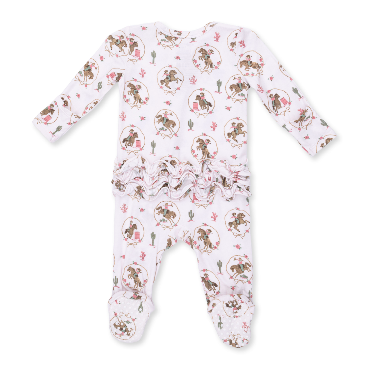 2 Way Ruffle Back Zipper Footie - Cowgirl Cameos