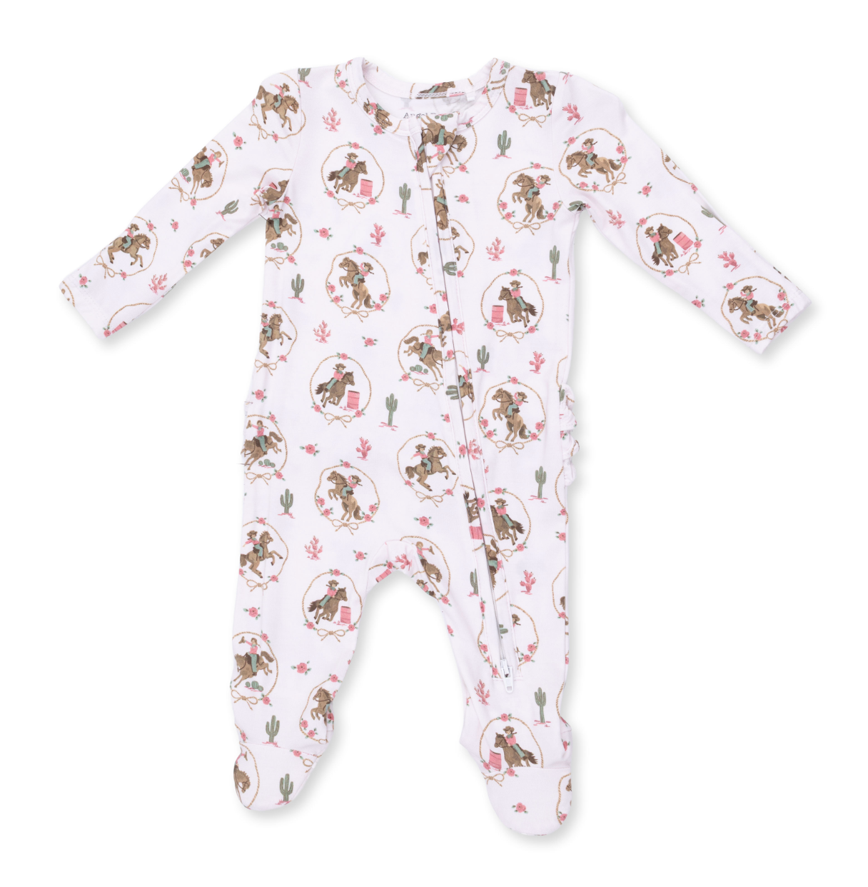 2 Way Ruffle Back Zipper Footie - Cowgirl Cameos
