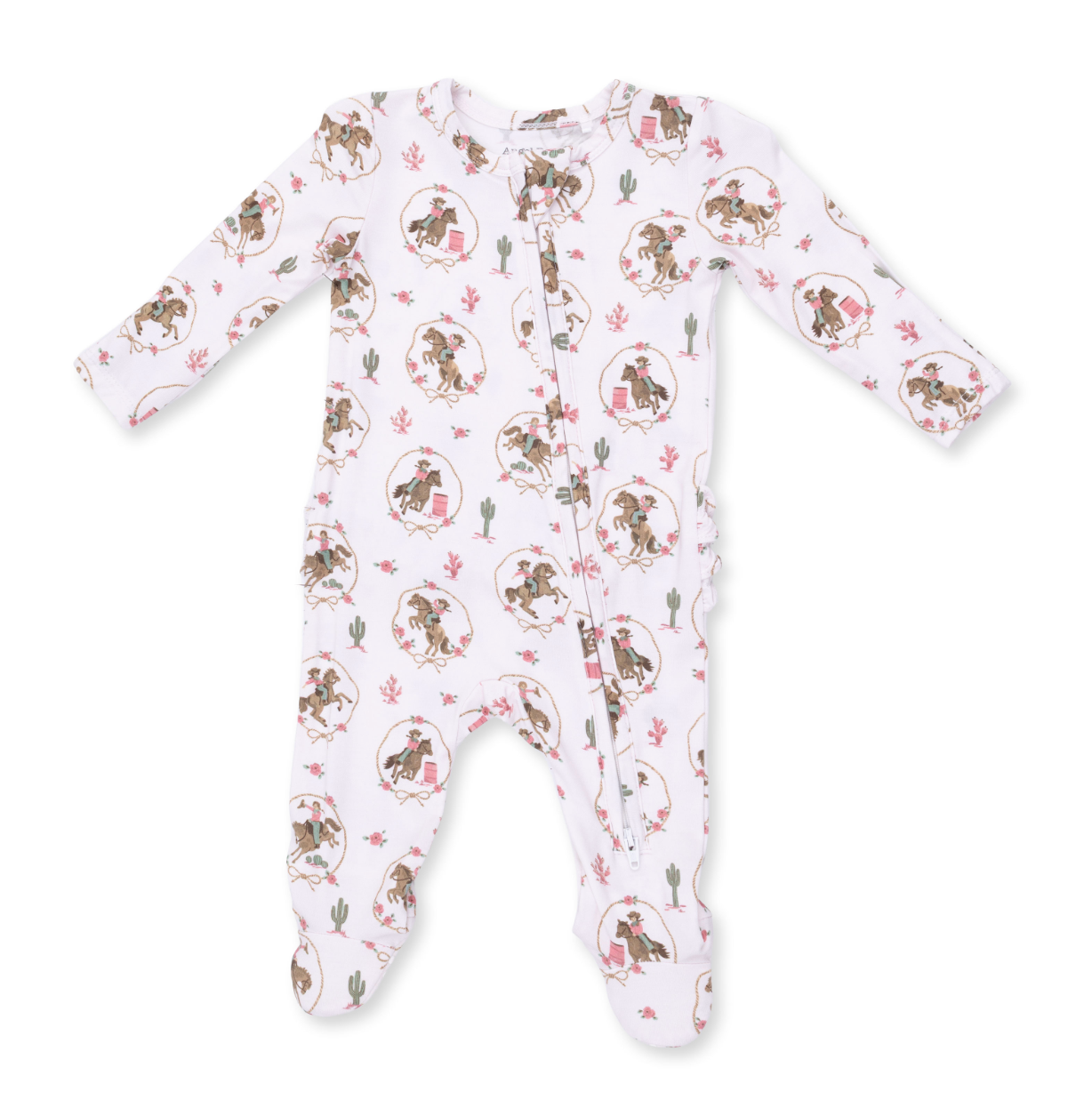2 Way Ruffle Back Zipper Footie - Cowgirl Cameos
