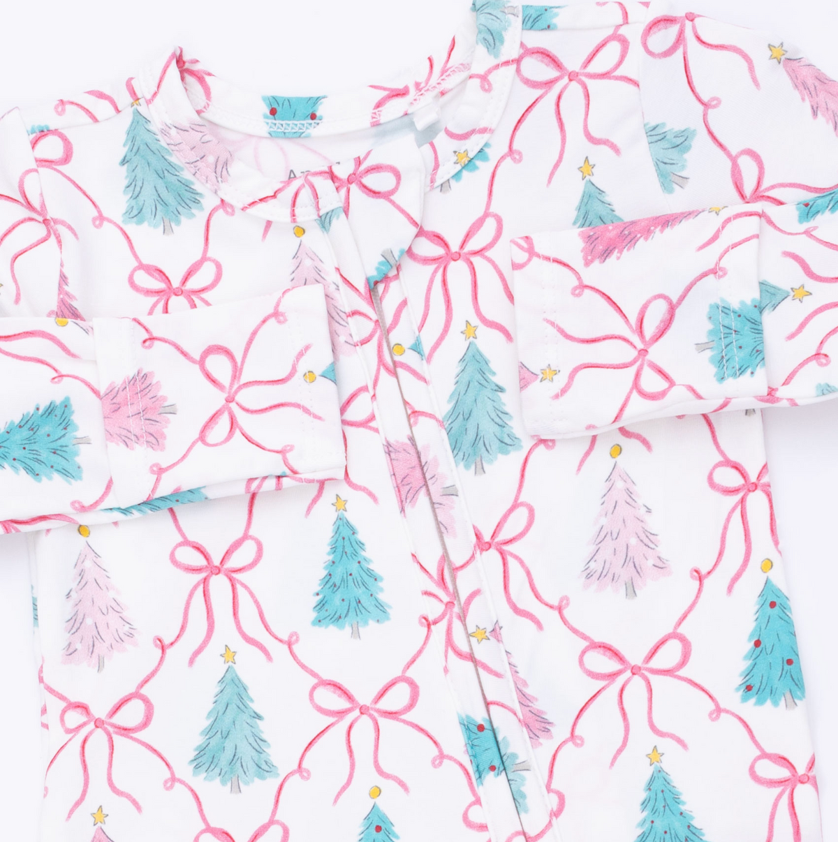 2 Way Ruffle Back Zipper Footie - Bow Trellis Tree