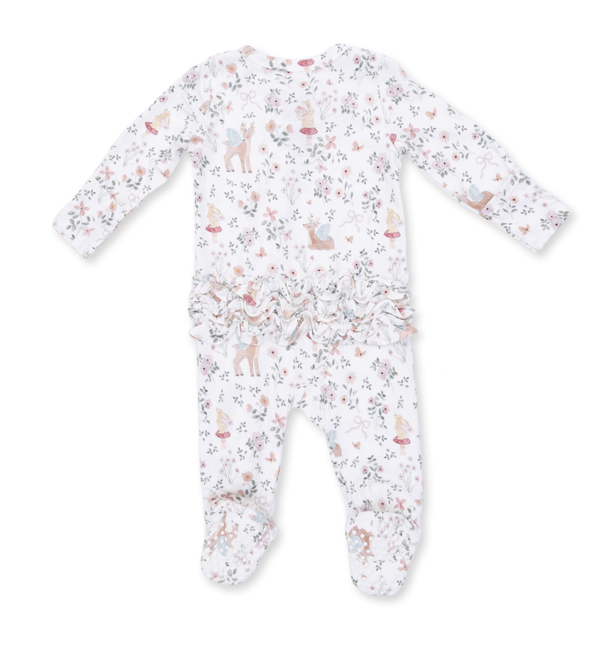 2 Way Ruffle Back Zipper Footie - Enchanted Woodland
