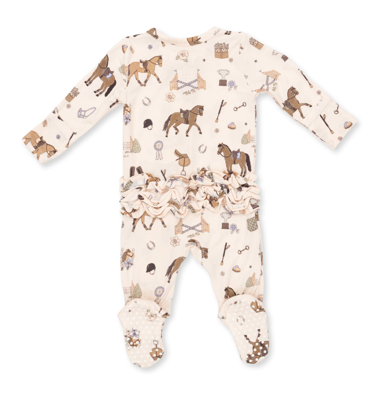 2 Way Ruffle Back Zipper Footie - Pretty Equestrian