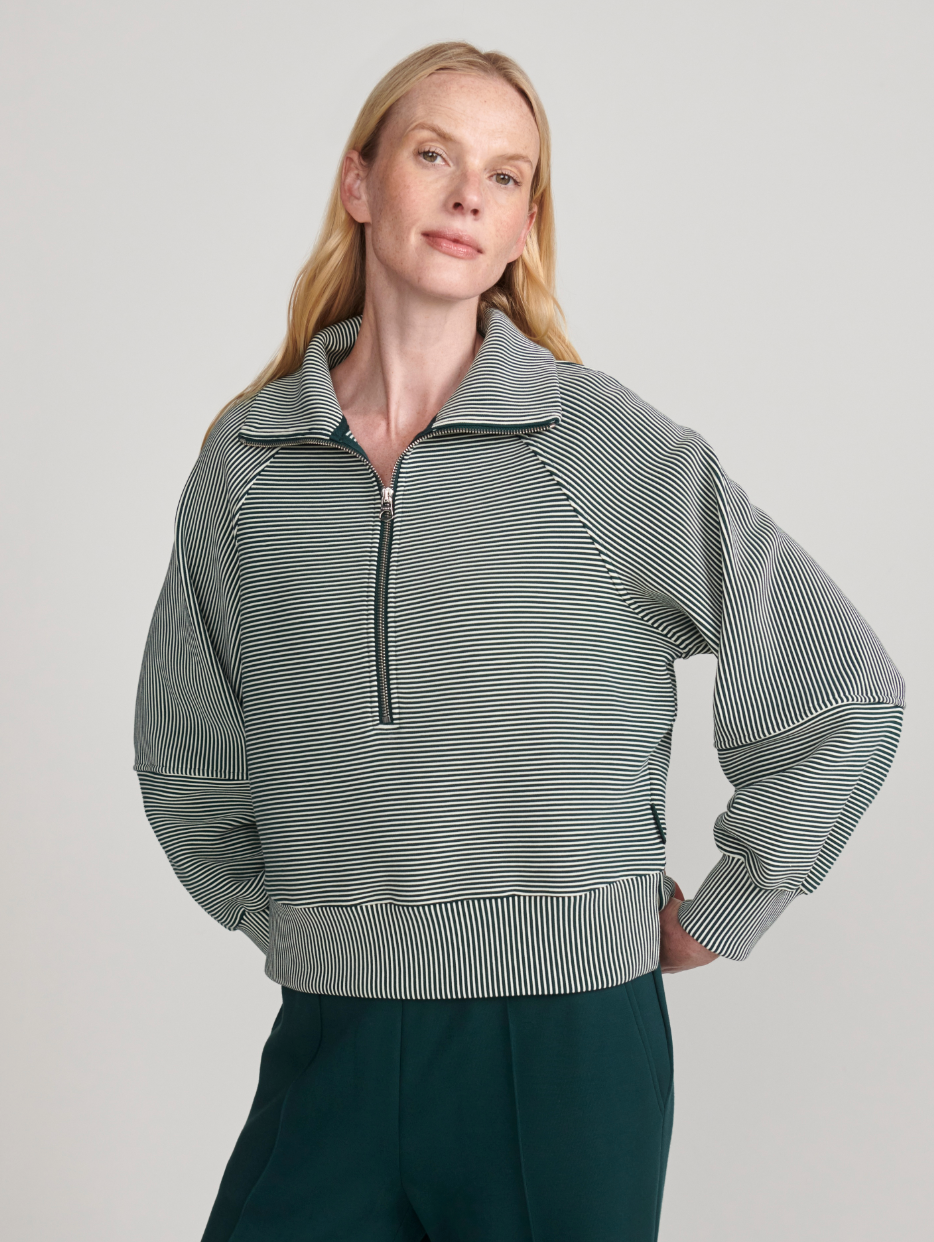 Varley - Milano Half Zip Sweat - Ponderosa Pine + Pristine