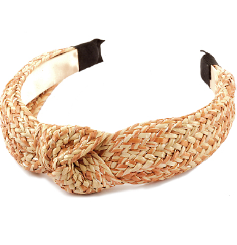 Two Tone Knotted Rattan Headband - Beige