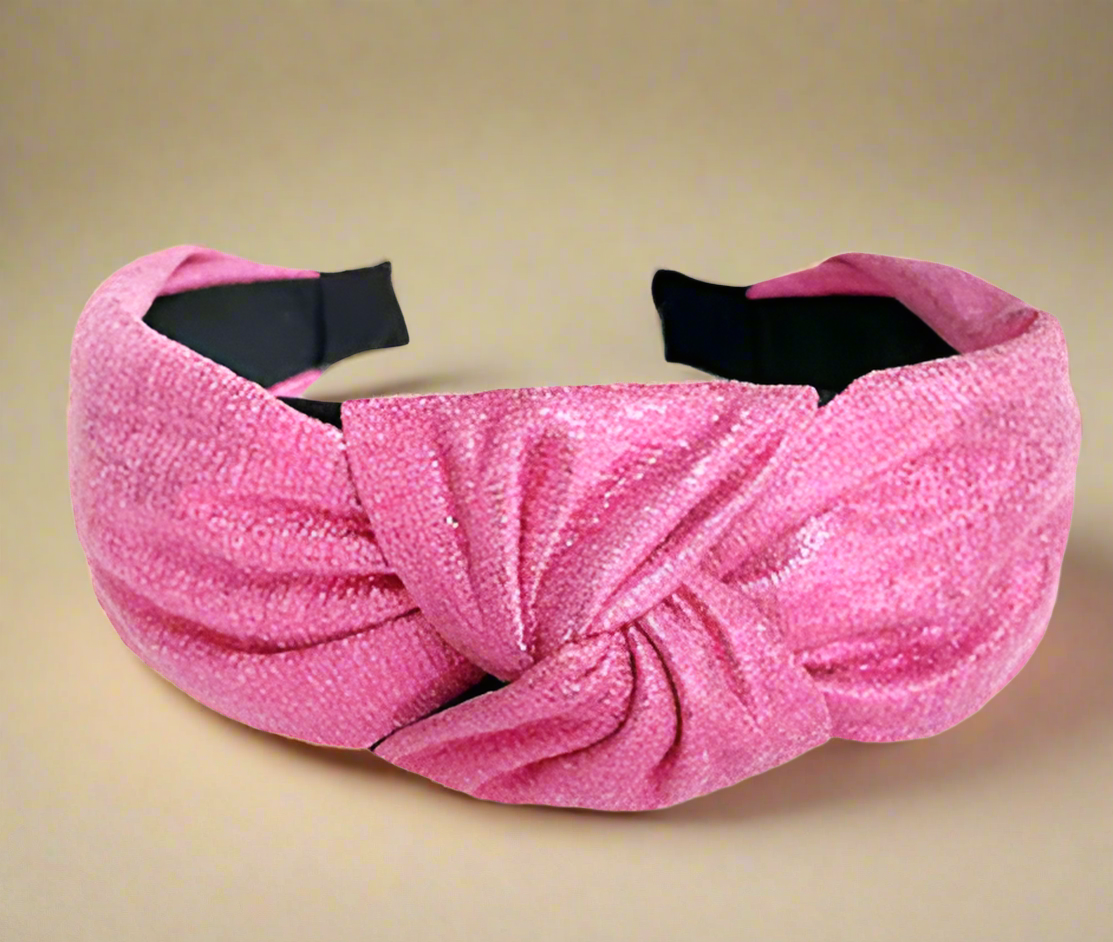 Metallic Knotted Headband - Fuchsia