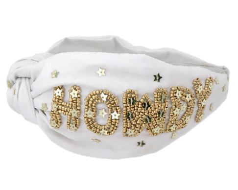 "HOWDY' Knotted Headband - White