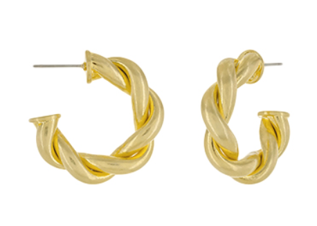 Brass Twisted Vintage Hoops - Gold