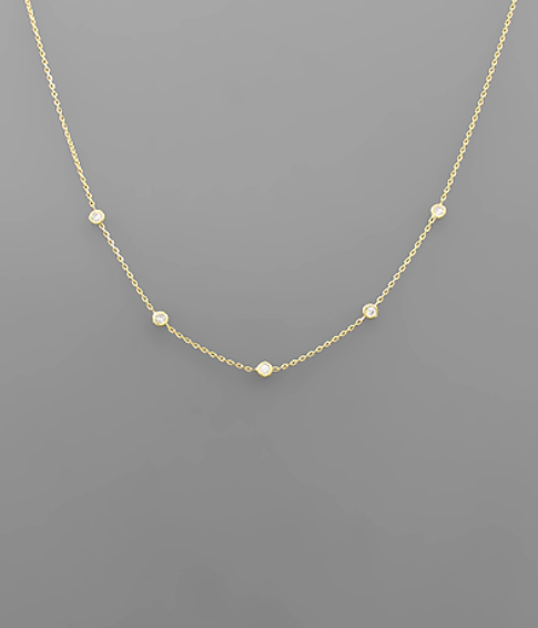 Five Crystal Necklace - Gold + Clear