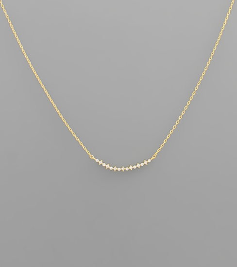 Dotted Crystal Chain Necklace - Gold