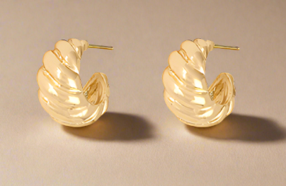 Gradual Twist Metal Hoops - Gold