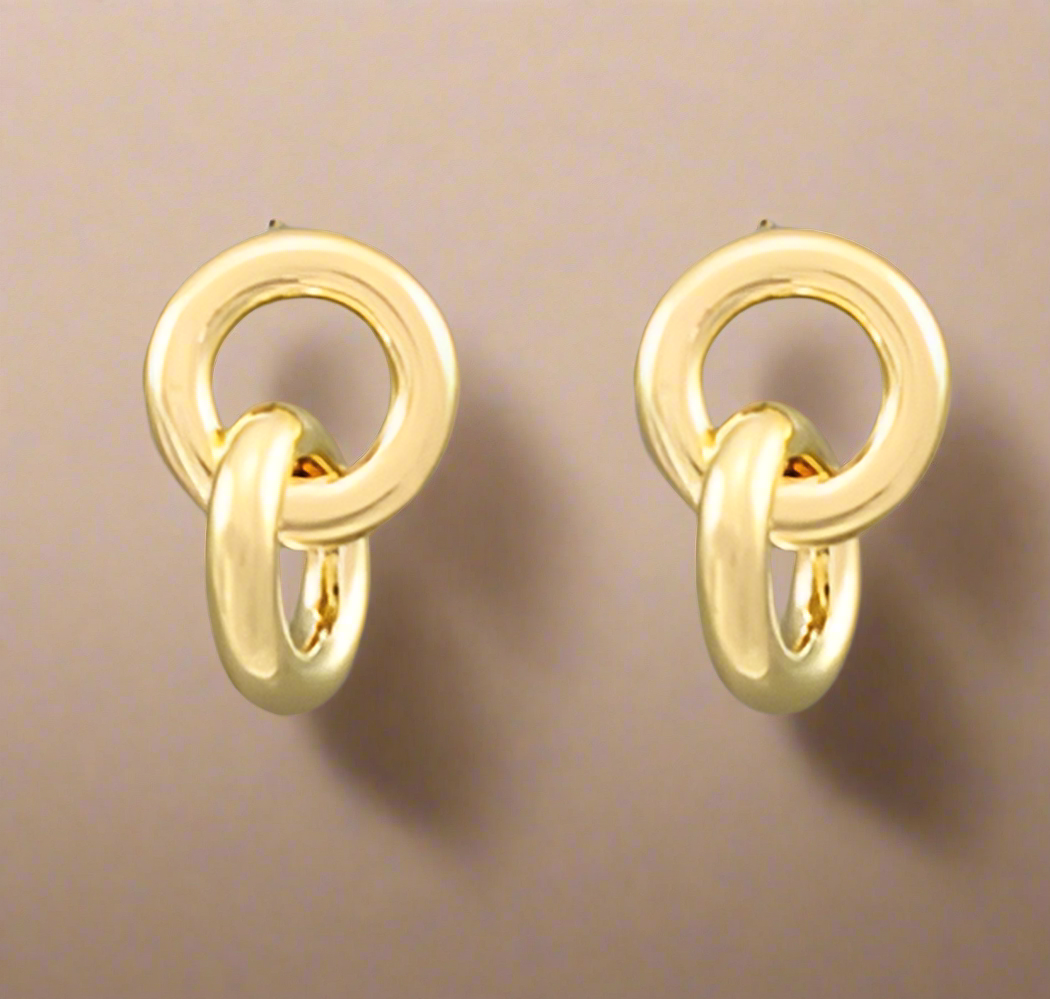 Circle Linked Earrings - Gold