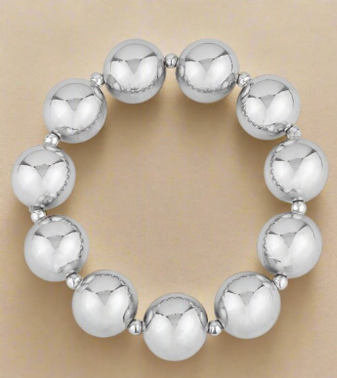 Bead Metal Ball Bracelet - Silver