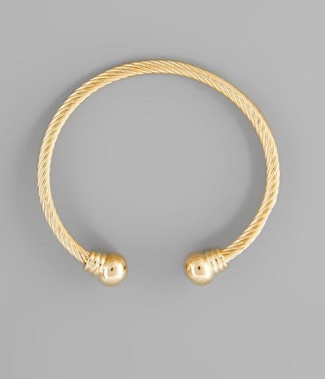 Cable Texture Brass Cuff - Gold