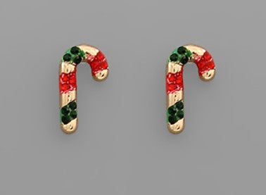 Christmas Candy Cane Stud Earrings