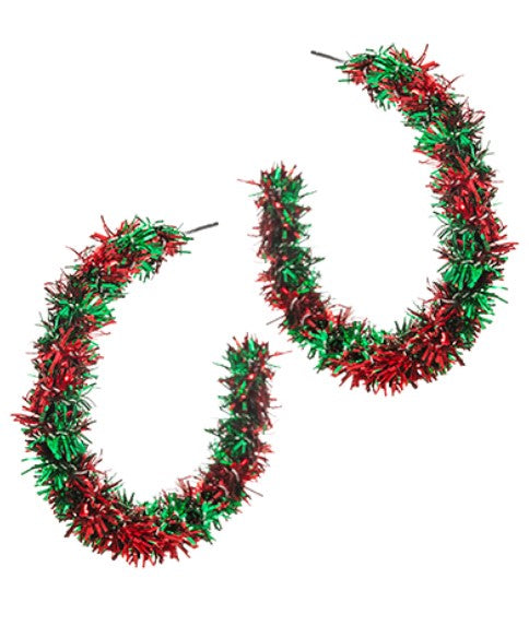 Holiday Tinsel Wreath Hoops - Multi