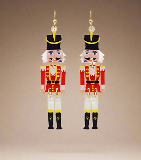 Holiday Nutcracker Drop Earrings - Red + Black