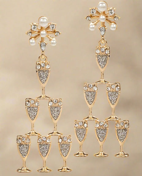 Champagne Tower Earrings - Gold + Silver