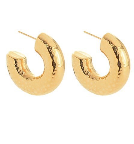 Texture Stainless Steel Tube Hoops - Gold