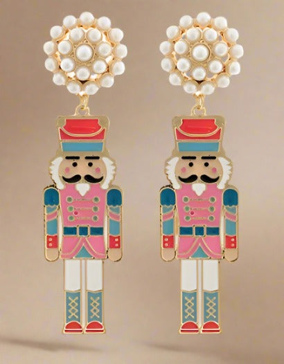 Enamel Coated Metal Nutcracker Earrings - Mint