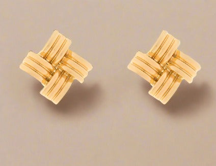 Textured Square Cluster Earrings - Gold