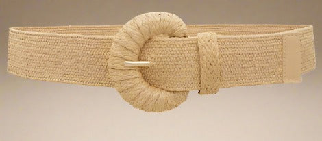 Wrapped Half Moon Straw Belt - Tan