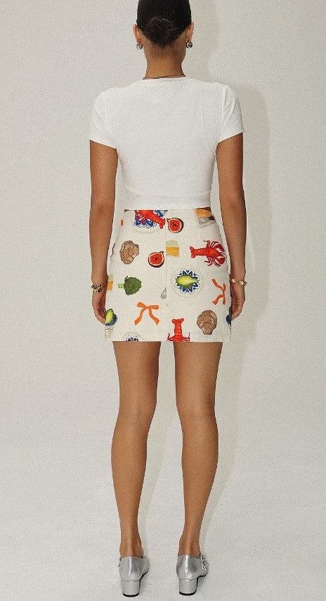 Bon Appetit Mini Skirt - Cream Multi