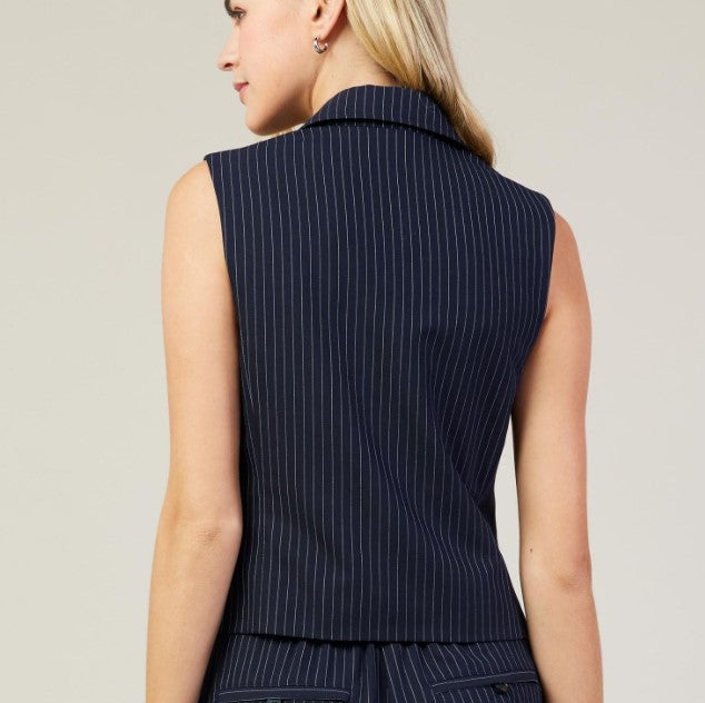 Double Breasted Vest - Navy Pinstripe